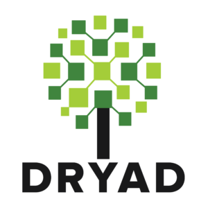 Open Repositories 2026 Conference gold sponsor, Dryad logo with tree symbol in green and lettering in black.
